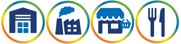 warehouses retail factories kitchens icon